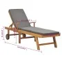 Sonnenliege mit massivem dunkelgrauen Teakholzkissen von vidaXL, Liegen - Ref: Foro24-48023, Preis: 282,17 €, Rabatt: %