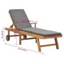 Sun lounger with solid dark gray teak wood cushion by vidaXL, Loungers - Ref: Foro24-48023, Price: 297,58 €, Discount: %