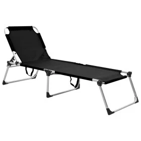 Extra high senior folding aluminum black lounger by vidaXL, Loungers - Ref: Foro24-47913, Price: 145,25 €, Discount: %