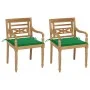 Batavia chairs 2 units solid teak with green cushions by , Garden chairs - Ref: Foro24-3062132, Price: 246,63 €, Discount: %