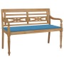 Bank aus massivem Teakholz Batavia mit blauem Kissen, 120 cm von , Gartenbänke - Ref: Foro24-3062158, Preis: 221,20 €, Rabatt: %