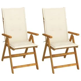 Reclining garden chairs 2 pcs solid acacia wood cushions by , Garden chairs - Ref: Foro24-3064061, Price: 191,92 €, Discount: %
