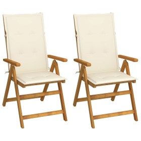 Sillas de jardín reclinables 2 uds madera maciza acacia cojines de , Sillas de jardín - Ref: Foro24-3064061, Precio: 183,21 €...