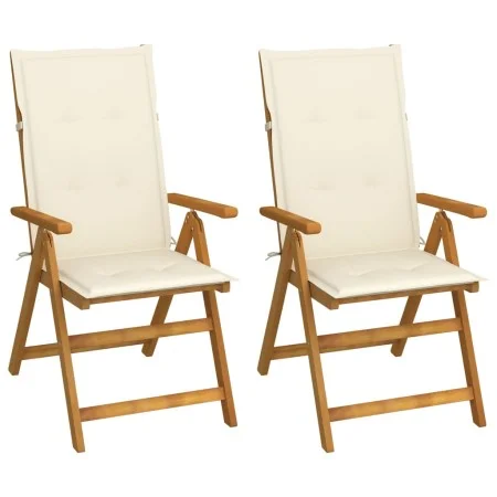 Reclining garden chairs 2 pcs solid acacia wood cushions by , Garden chairs - Ref: Foro24-3064061, Price: 187,70 €, Discount: %