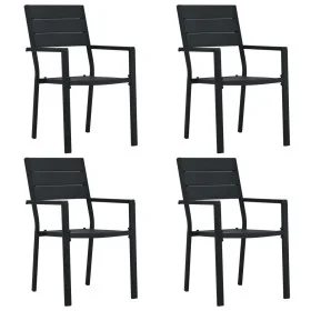 Garden chairs 4 units HDPE wood-like black appearance by vidaXL, Garden chairs - Ref: Foro24-47886, Price: 223,78 €, Discount: %