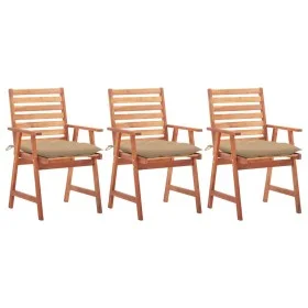 Garden dining chairs 3 units solid acacia wood and cushions by , Garden chairs - Ref: Foro24-3064365, Price: 215,46 €, Discou...