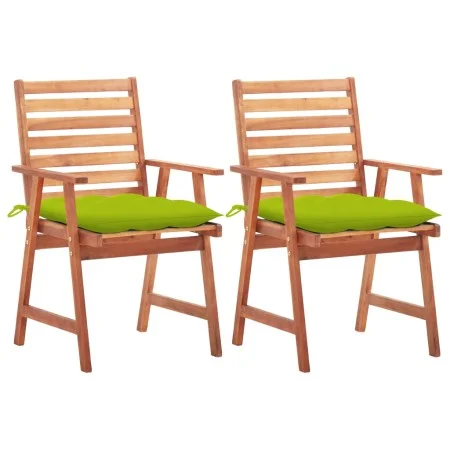 Sillas comedor de jardín 2 uds madera maciza acacia y cojines de , Sillas de jardín - Ref: Foro24-3064346, Precio: 162,60 €, ...