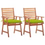Garten-Esszimmerstühle, 2 Stück, massives Akazienholz und Kissen von , Gartenstühle - Ref: Foro24-3064346, Preis: 162,94 €, R...