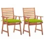 Sillas comedor de jardín 2 uds madera maciza acacia y cojines de , Sillas de jardín - Ref: Foro24-3064346, Precio: 162,60 €, ...