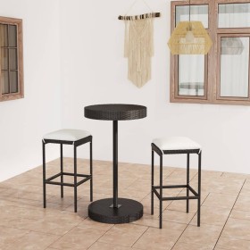 3-piece garden bar furniture set and black synthetic rattan cushions by , Garden sets - Ref: Foro24-3064759, Price: 160,19 €,...
