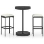 Set muebles bar jardín 3 piezas y cojines ratán sintético negro de , Conjuntos de jardín - Ref: Foro24-3064759, Precio: 168,40 €