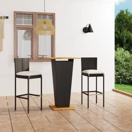 3-piece garden bar furniture set and black PE rattan cushions by , Garden sets - Ref: Foro24-3064856, Price: 289,58 €, Discou...