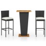 3-piece garden bar furniture set and black PE rattan cushions by , Garden sets - Ref: Foro24-3064856, Price: 284,59 €, Discou...