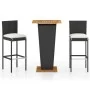 3-piece garden bar furniture set and black PE rattan cushions by , Garden sets - Ref: Foro24-3064856, Price: 289,58 €, Discou...