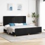 Estructura de cama con cabecera Negro 200 x 200 cm tela
