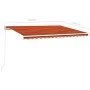 Manuell einziehbare Markise mit orangefarbener und brauner LED 400x350 cm von , Markisen - Ref: Foro24-3068985, Preis: 392,23...