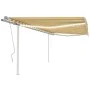 Manual retractable awning with yellow and white LED 4x3 m by , Awnings - Ref: Foro24-3069943, Price: 459,16 €, Discount: %