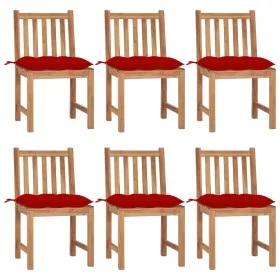 Garden chairs 6 units solid teak wood with cushions by , Garden chairs - Ref: Foro24-3073136, Price: 690,83 €, Discount: %