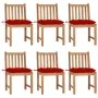 Sillas de jardín 6 unidades madera maciza de teca con cojines de , Sillas de jardín - Ref: Foro24-3073136, Precio: 689,69 €, ...
