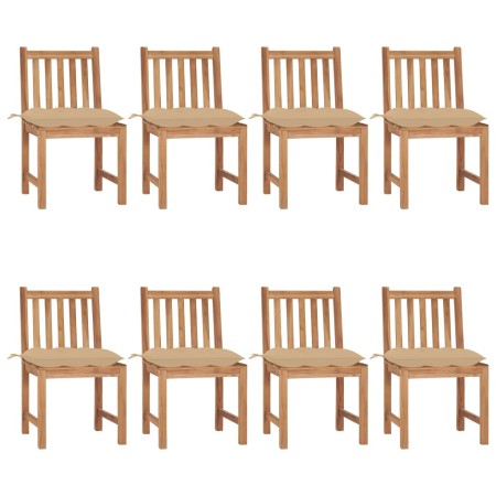 Gartenstühle 8 Einheiten aus massivem Teakholz mit Kissen von , Gartenstühle - Ref: Foro24-3073160, Preis: 921,64 €, Rabatt: %