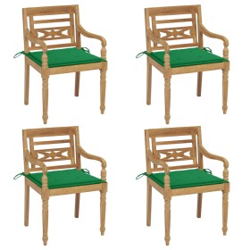 Sillas Batavia 4 unidades madera maciza de teca con cojines de , Sillas de jardín - Ref: Foro24-3073300, Precio: 506,20 €, De...