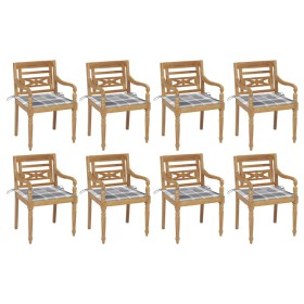 Sillas Batavia 8 unidades madera maciza de teca con cojines de , Sillas de jardín - Ref: Foro24-3073363, Precio: 1,00 €, Desc...