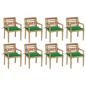 Batavia chairs 8 units solid teak wood with cushions by , Garden chairs - Ref: Foro24-3073354, Price: 1,00 €, Discount: %