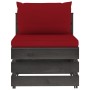 Sectional central sofa with gray impregnated wood cushions by vidaXL, Modular outdoor sofas - Ref: Foro24-3068129, Price: 100...