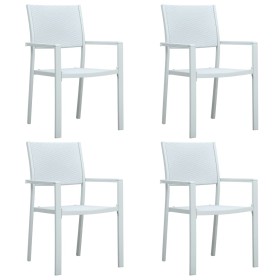 Sillas de jardín 4 unidades plástico con aspecto ratán blanco de vidaXL, Sillas de jardín - Ref: Foro24-47888, Precio: 182,49...