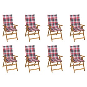 Folding garden chairs and cushions 8 pcs solid acacia wood by , Garden chairs - Ref: Foro24-3075067, Price: 647,05 €, Discoun...