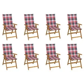 Folding garden chairs and cushions 8 pcs solid acacia wood by , Garden chairs - Ref: Foro24-3075067, Price: 636,71 €, Discoun...
