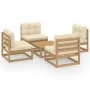 Juego de muebles de jardín 5 pzas y cojines madera pino maciza de , Conjuntos de jardín - Ref: Foro24-3076317, Precio: 469,23...