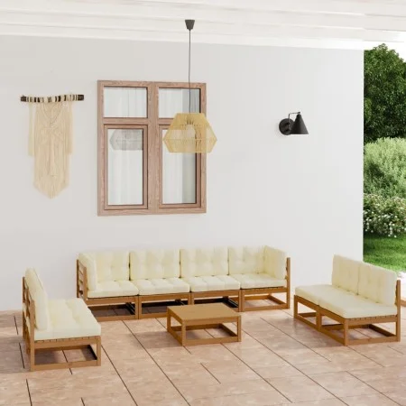 Juego de muebles de jardín 9 pzas y cojines madera pino maciza de , Conjuntos de jardín - Ref: Foro24-3076487, Precio: 930,57...