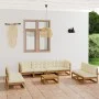 Juego de muebles de jardín 9 pzas y cojines madera pino maciza de , Conjuntos de jardín - Ref: Foro24-3076487, Precio: 930,57...