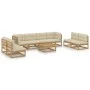 Juego de muebles de jardín 9 pzas y cojines madera pino maciza de , Conjuntos de jardín - Ref: Foro24-3076487, Precio: 930,57...
