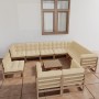 Set de muebles de jardín 11 pzs cojines madera pino marrón miel de , Conjuntos de jardín - Ref: Foro24-3076872, Precio: 1,00 €