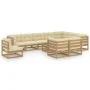 Garden furniture set 11 pcs honey brown pine wood cushions by , Garden sets - Ref: Foro24-3076872, Price: 1,00 €, Discount: %