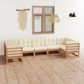 Garden furniture set 7 pcs honey brown pine wood cushions by , Garden sets - Ref: Foro24-3077307, Price: 769,55 €, Discount: %