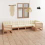 Garden furniture set 7 pcs honey brown pine wood cushions by , Garden sets - Ref: Foro24-3077307, Price: 781,43 €, Discount: %