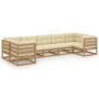 Garden furniture set 7 pcs honey brown pine wood cushions by , Garden sets - Ref: Foro24-3077307, Price: 781,43 €, Discount: %