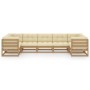 Garden furniture set 7 pcs honey brown pine wood cushions by , Garden sets - Ref: Foro24-3077307, Price: 781,43 €, Discount: %