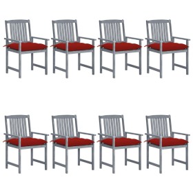 Garden chairs with cushions 8 pcs solid gray acacia wood by , Garden chairs - Ref: Foro24-3078255, Price: 548,81 €, Discount: %