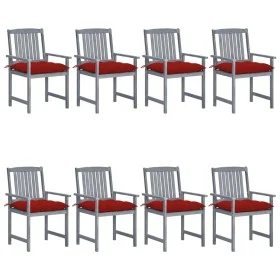 Garden chairs with cushions 8 pcs solid gray acacia wood by , Garden chairs - Ref: Foro24-3078255, Price: 543,52 €, Discount: %