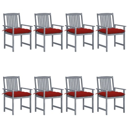 Garden chairs with cushions 8 pcs solid gray acacia wood by , Garden chairs - Ref: Foro24-3078255, Price: 548,81 €, Discount: %