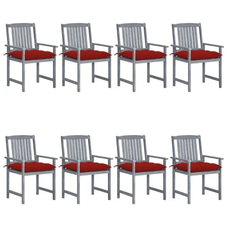 Garden chairs with cushions 8 pcs solid gray acacia wood by , Garden chairs - Ref: Foro24-3078255, Price: 540,23 €, Discount: %