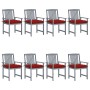 Garden chairs with cushions 8 pcs solid gray acacia wood by , Garden chairs - Ref: Foro24-3078255, Price: 548,81 €, Discount: %