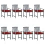 Garden chairs with cushions 8 pcs solid gray acacia wood by , Garden chairs - Ref: Foro24-3078255, Price: 540,23 €, Discount: %