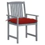 Garden chairs with cushions 8 pcs solid gray acacia wood by , Garden chairs - Ref: Foro24-3078255, Price: 540,23 €, Discount: %