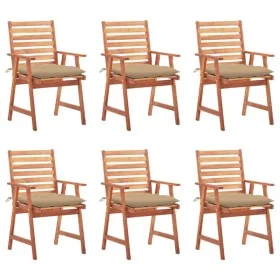 Garden dining chairs and cushions 6 units solid acacia wood by , Garden chairs - Ref: Foro24-3078365, Price: 404,62 €, Discou...