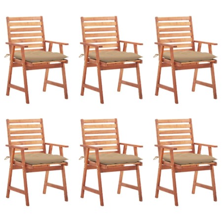 Garden dining chairs and cushions 6 units solid acacia wood by , Garden chairs - Ref: Foro24-3078365, Price: 405,37 €, Discou...